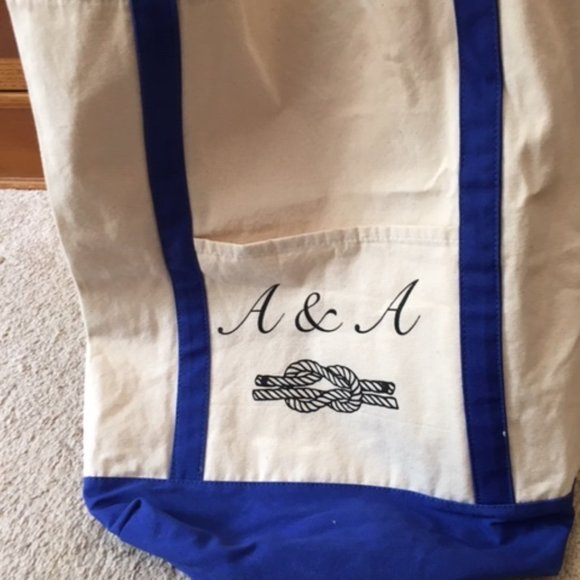 "A & A" Initialed Nautical Personalized Canvas Tote Travel Beach Shopping Bag - Picture 7 of 10